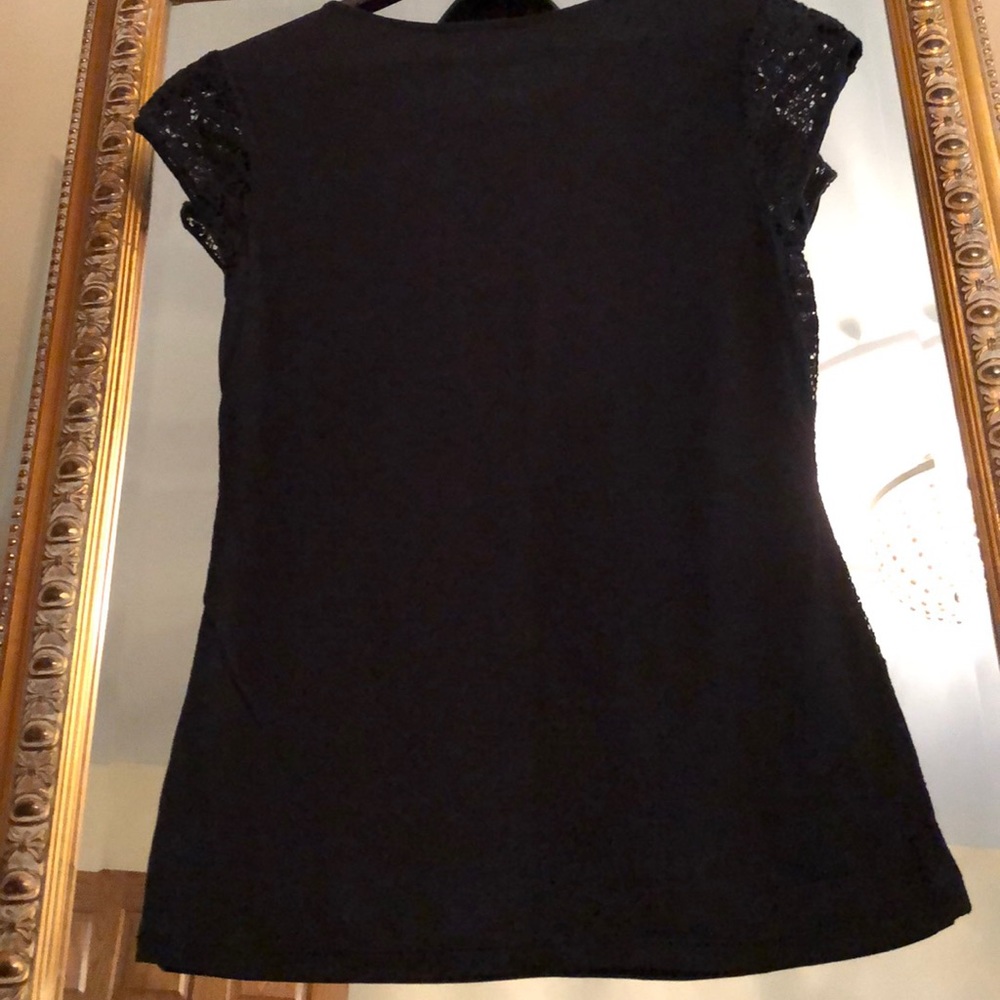THE LIMITED NWOT BLACK CROCHET CAP SS SHIRT XS - Picture 4 of 14